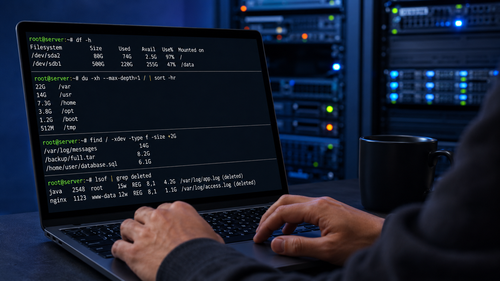 Linux Commands to Investigate High Disk Partition Usage linux commands