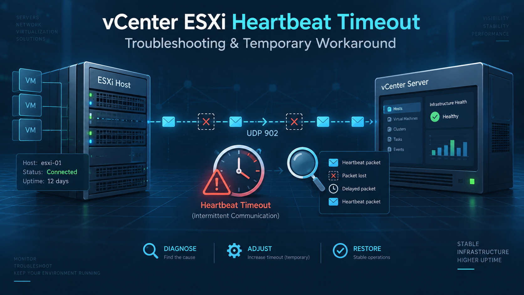 vCenter ESXi Heartbeat Timeout: Troubleshooting and Temporary Workaround vCenter ESXi Heartbeat Timeout: Troubleshooting and Temporary Workaround