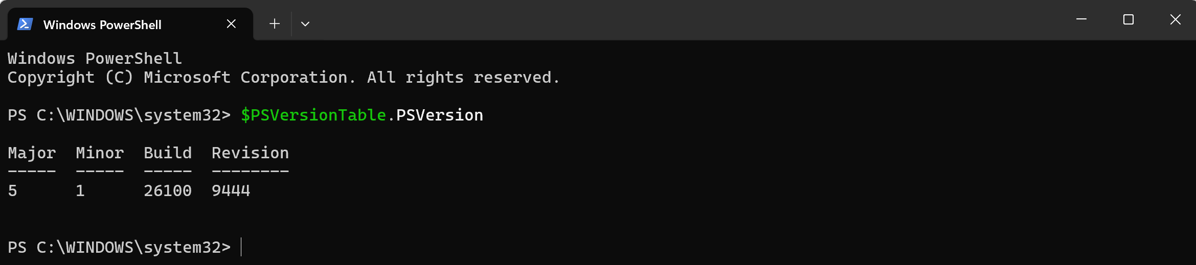 Getting the PowerShell version