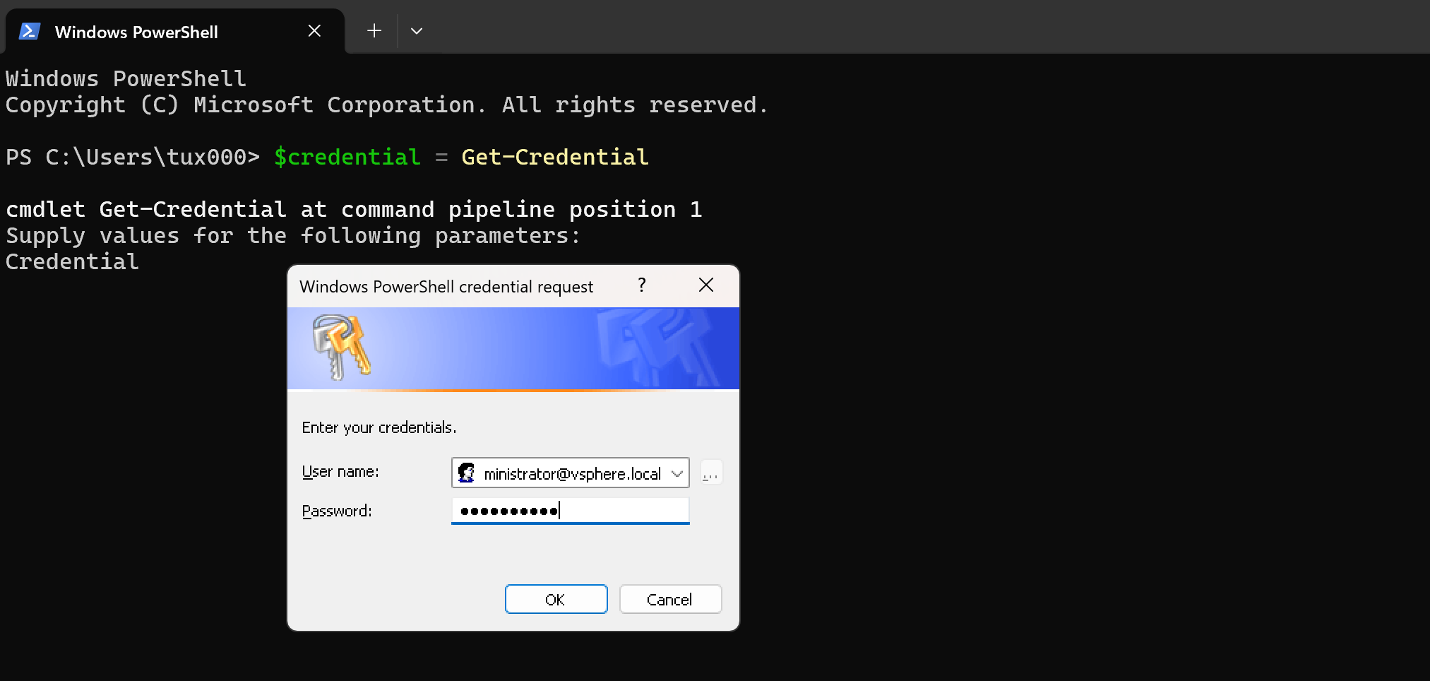 Creating a credential object