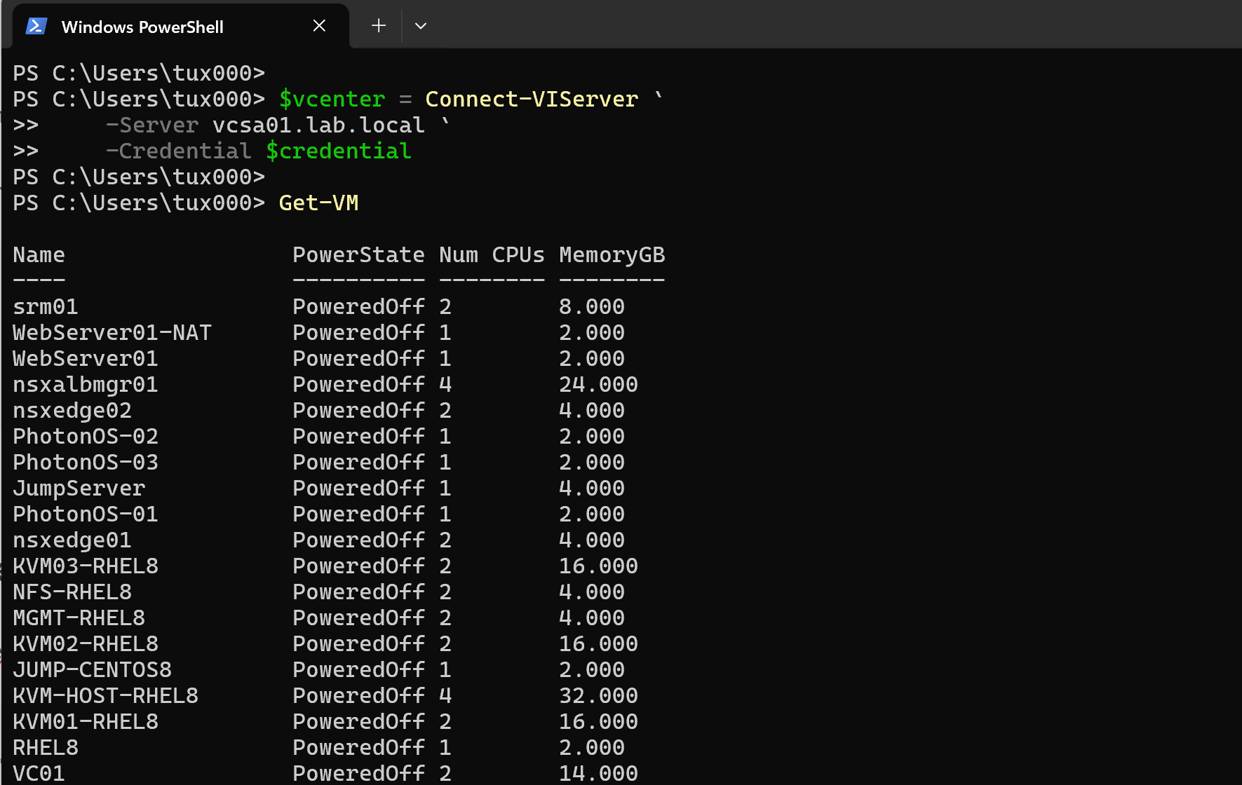 Getting VMs from vCenter Server Inventory