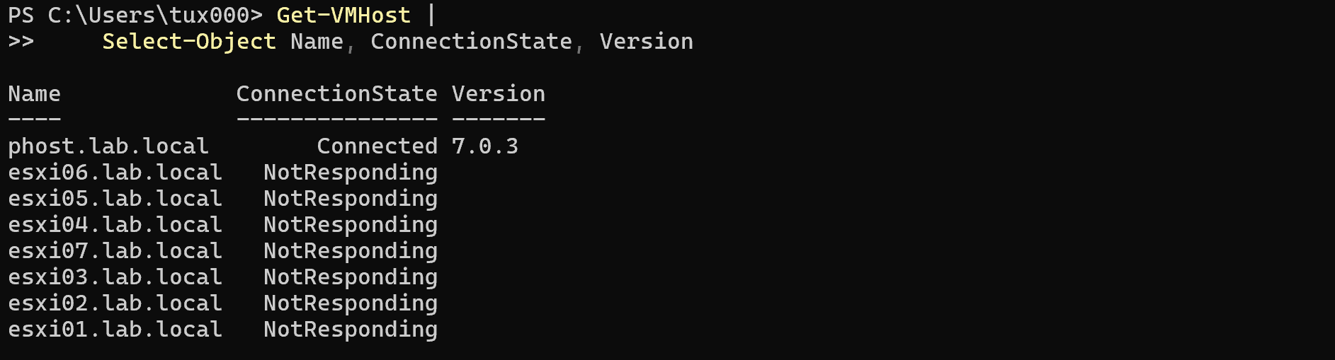 Getting ESXi hosts Managed by the current vCenter Server