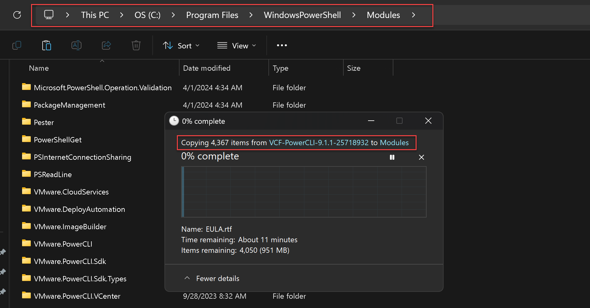 Copying VCF PowerCLI files into PowerShell search for modules
