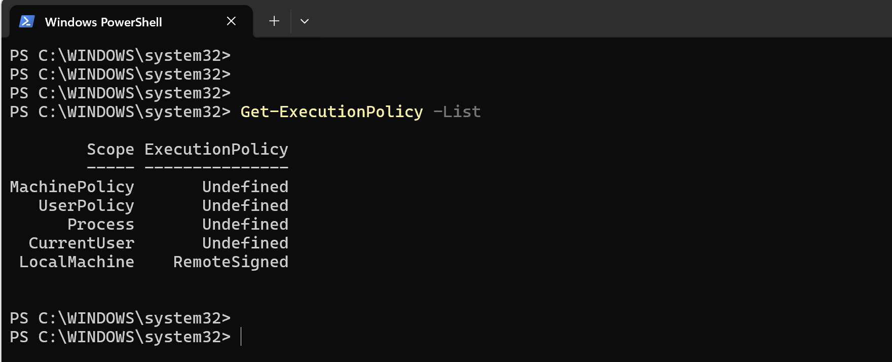Get-ExecutionPolicy