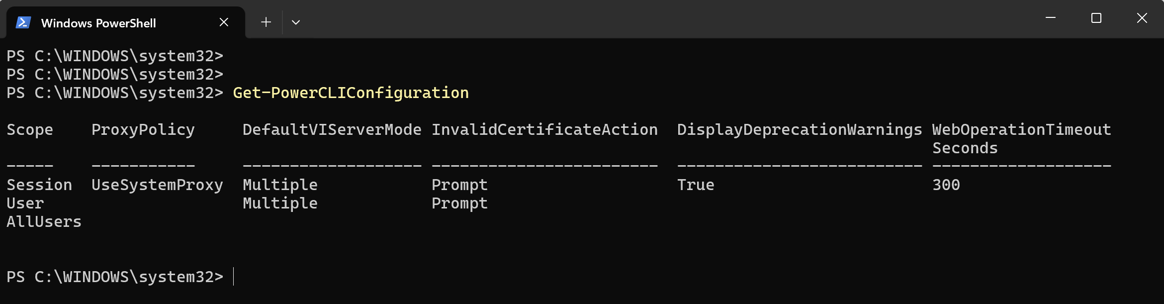 Current PowerCLI configuration for Certificate handling